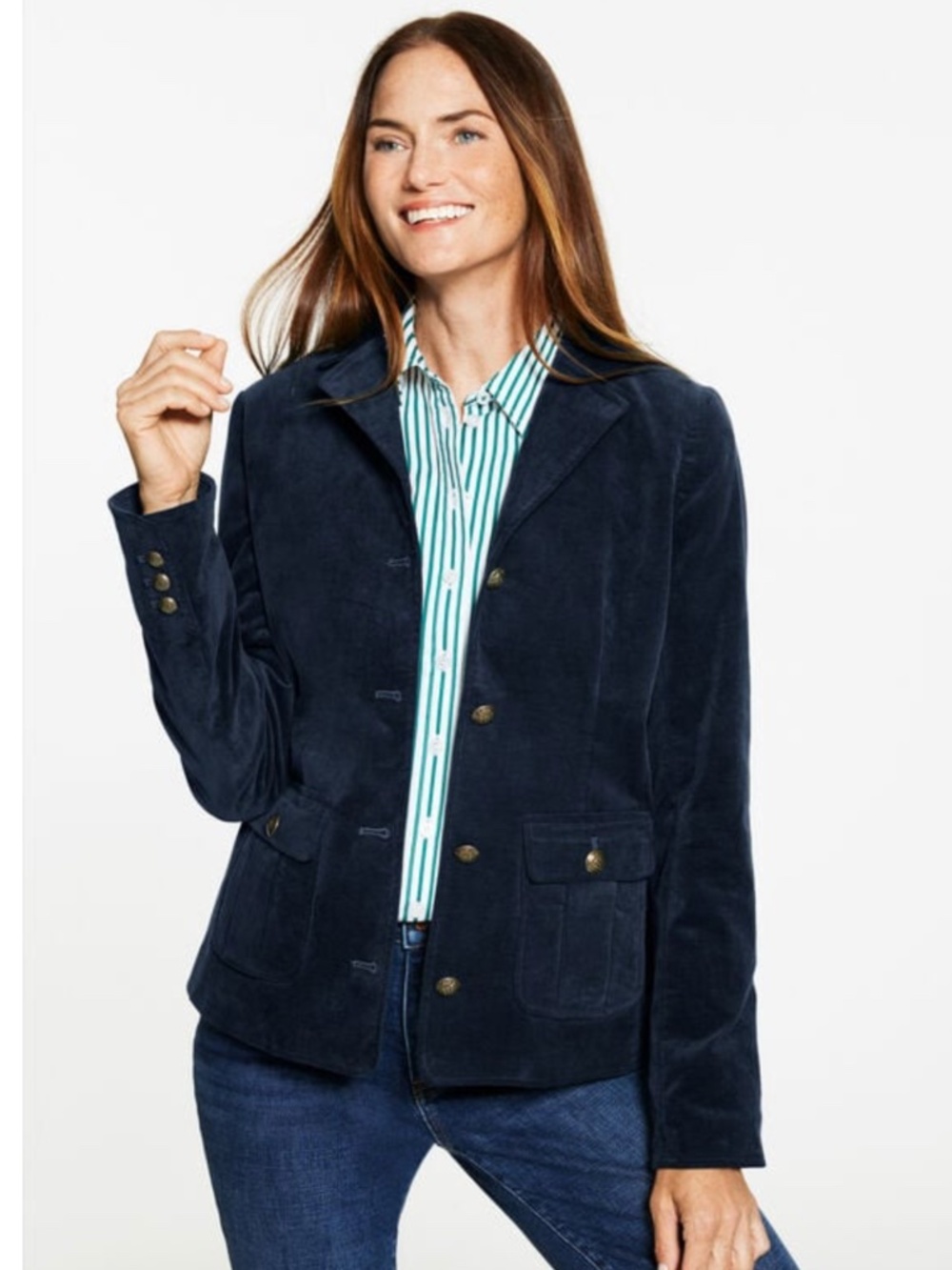 NWT Talbots Navy Blue Stretch Velveteen Blazer XL
